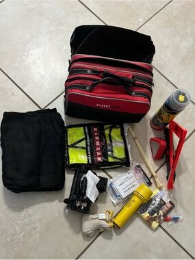 Red and Black Multi-Compartment Storage Organizer Bag